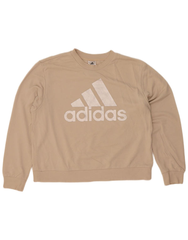 Pulover de hanorac grafic Adidas pentru femei UK 16/18 mare, bej, bumbac