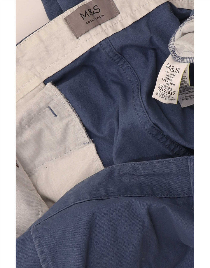 Marks & Spencer Mens Chino Shorts W48 4XL Blue Cotton