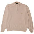 Fred Perry Herren-Pullover mit Reißverschluss am Hals, mittelbeige Baumwolle