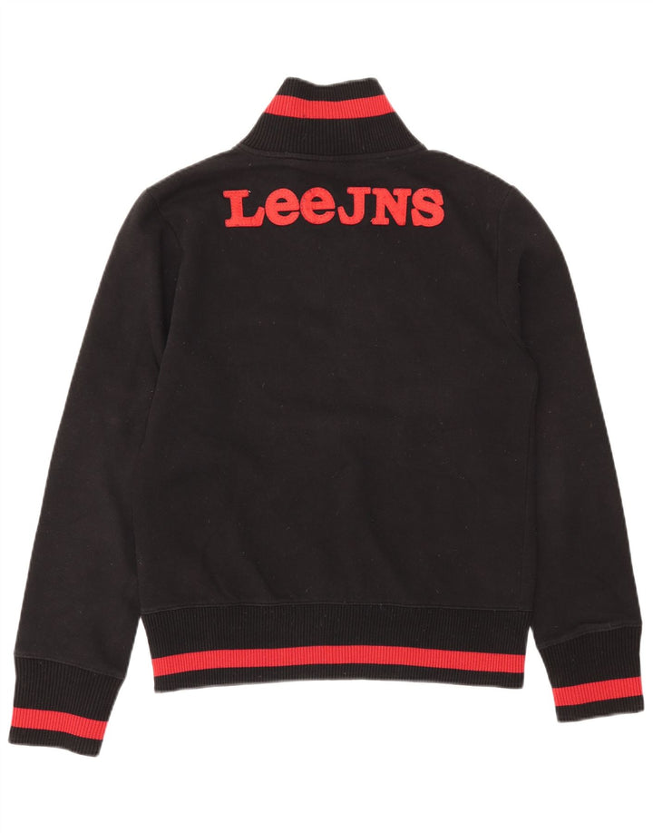 LEE Mens Graphic Zip Neck Jumper Sweater Medium Black Colourblock Cotton