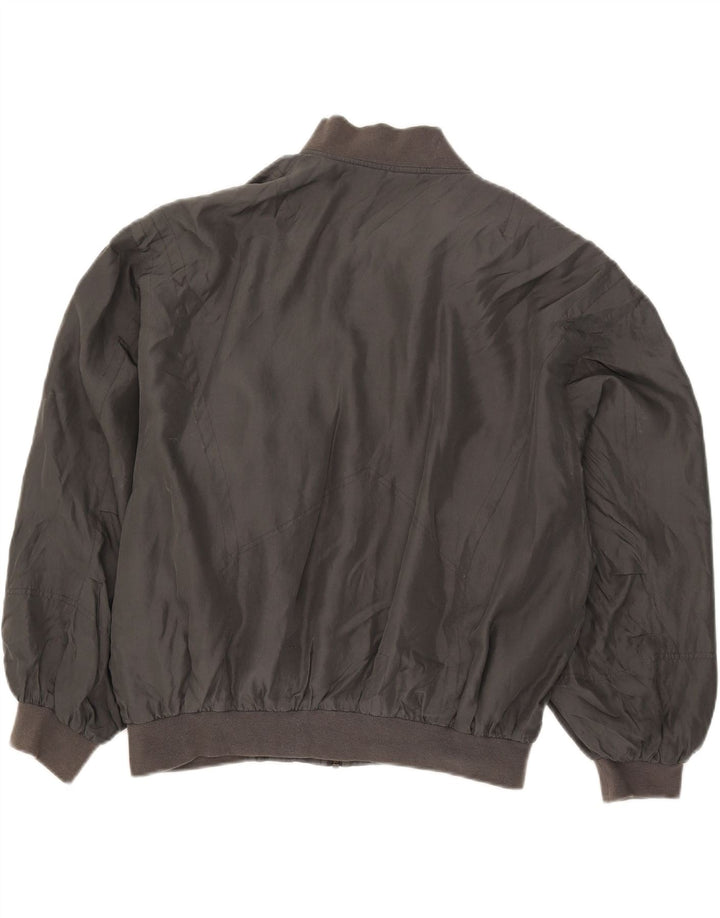 Vintage Mens Bomber Jacket UK 38 Medium Grey Silk