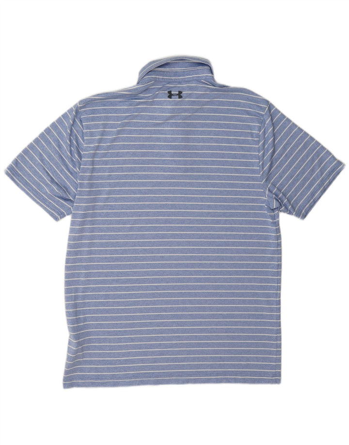 Camisa polo masculina Under Armour poliéster risca de giz azul médio