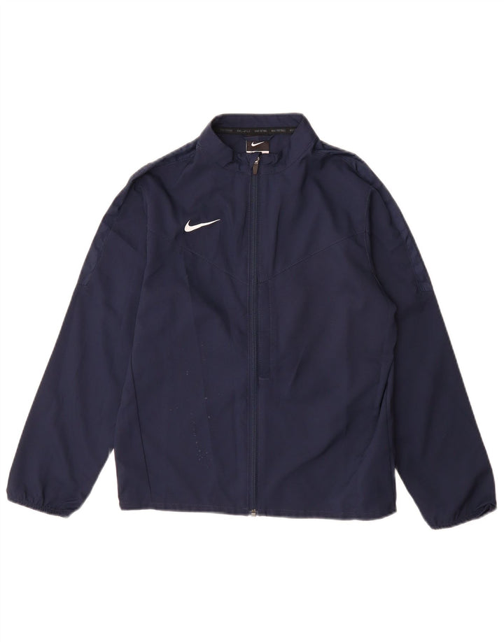 Nike Boys Tracksuit Top Jacket 8-9 Years Small Navy Blue Polyester