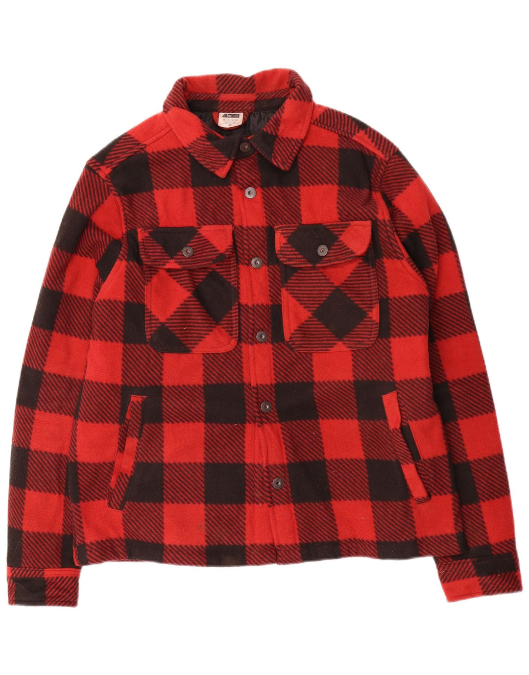 Vintage Mens Fleece Bomber Jacket EU 50 Large Red Plaid Polyester