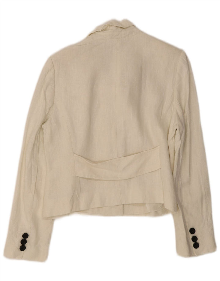 Hobbs Veste Blazer 3 Boutons Femme UK 14 Grand Lin Blanc Cassé