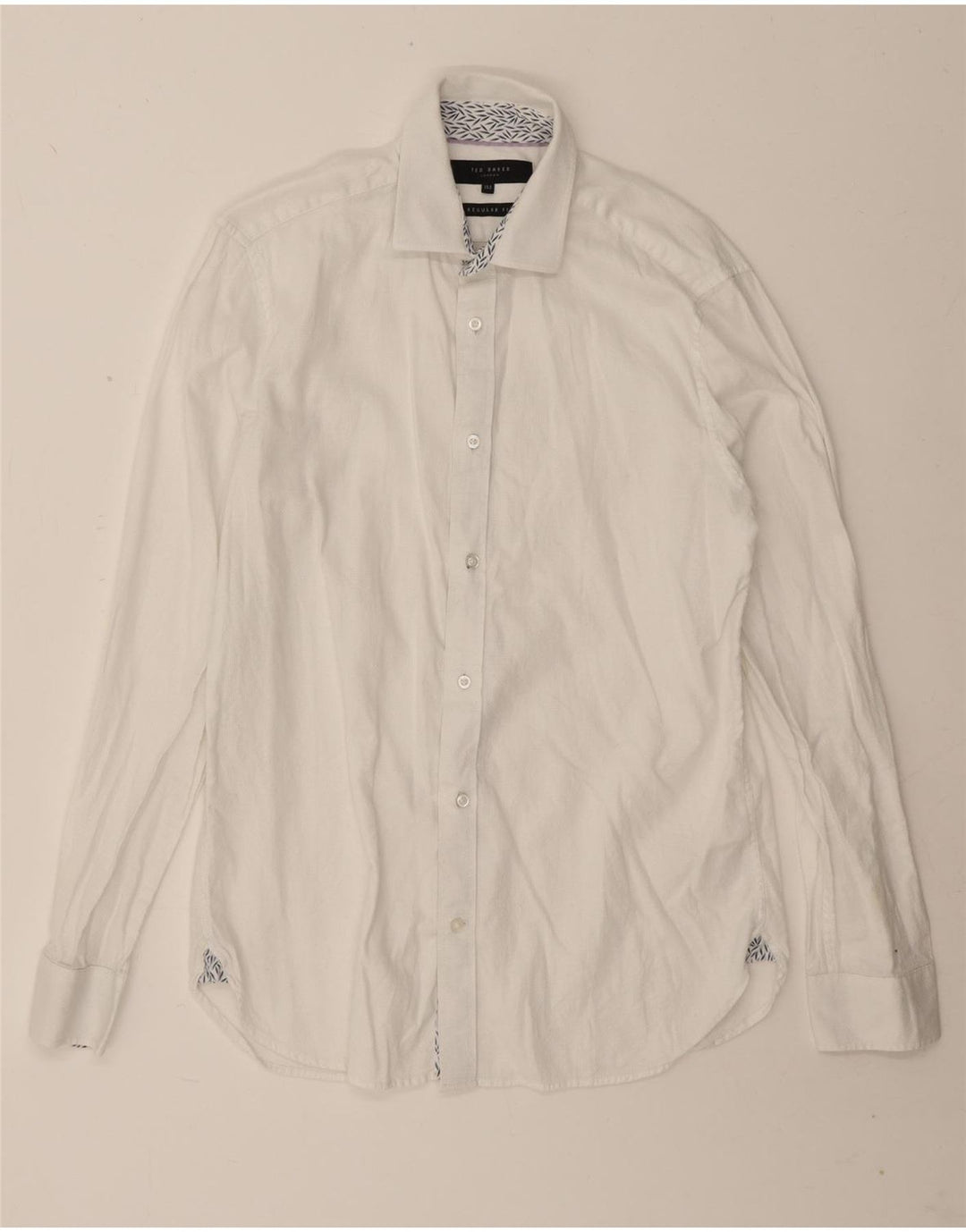 Ted Baker Mens Regular Fit Shirt Size 15 1/2 Medium White Cotton