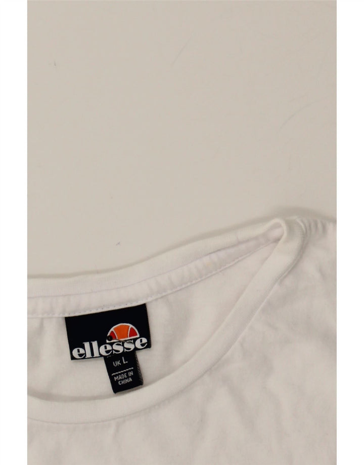 ELLESSE Mens Graphic T-Shirt Top Large White Cotton Vintage Ellesse and Second-Hand Ellesse from Messina Hembry 