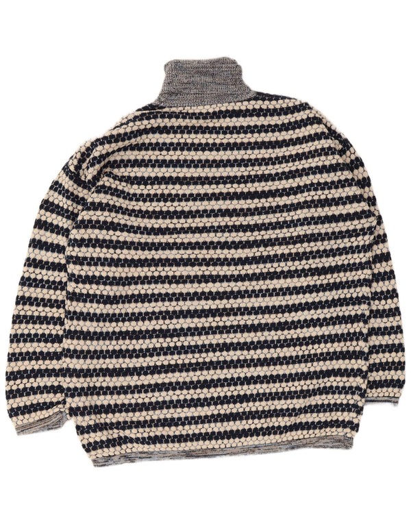 Colours Of The World Mens Roll Neck Jumper Sweater Large Blue Striped