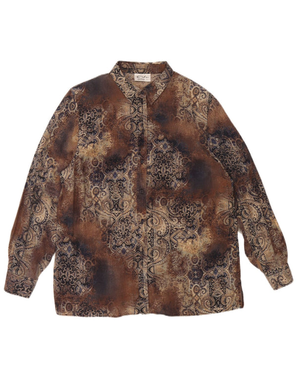 Vintage oversize skjorte til kvinder IT 44 Medium Brun Paisley Tencel