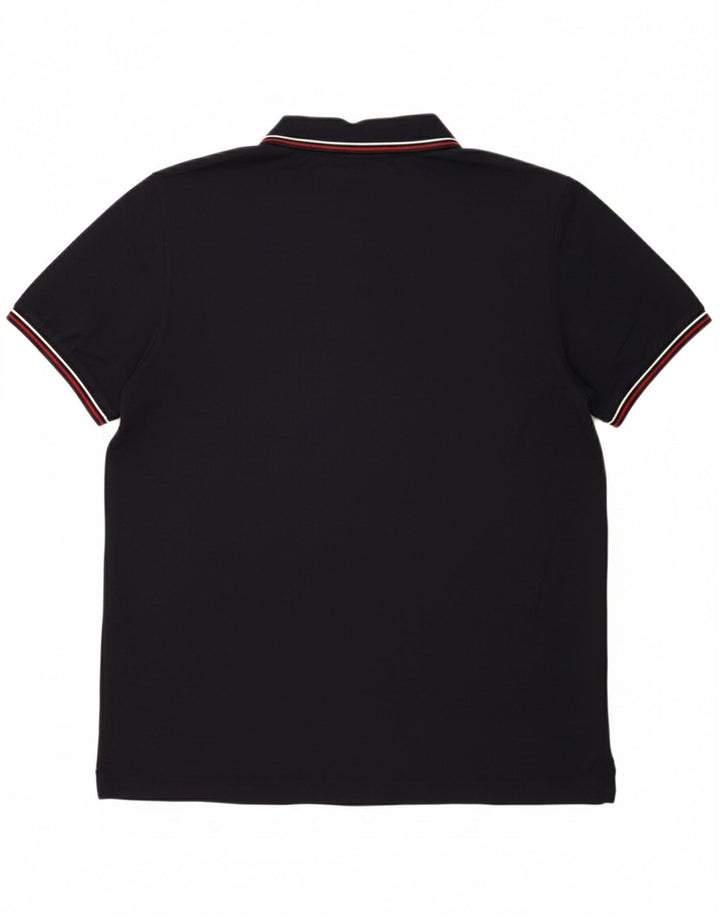 LOTTO Mens Polo Shirt Large Navy Blue Striped Polyester