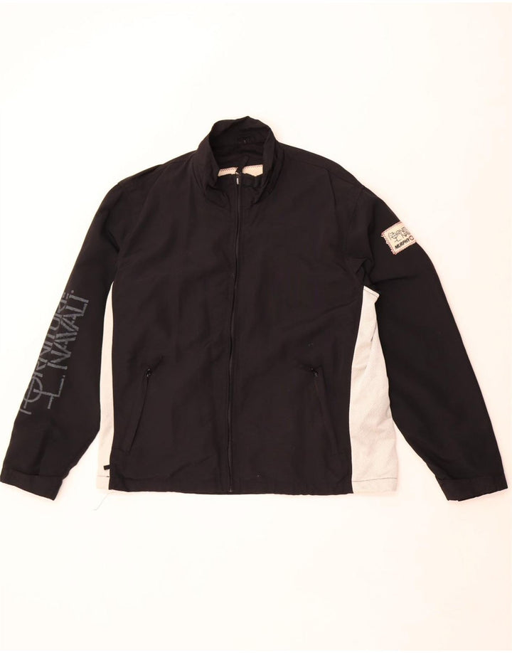 Murphy & Nye Mens Graphic Rain Jacket UK 36 Small Black Colourblock Nylon