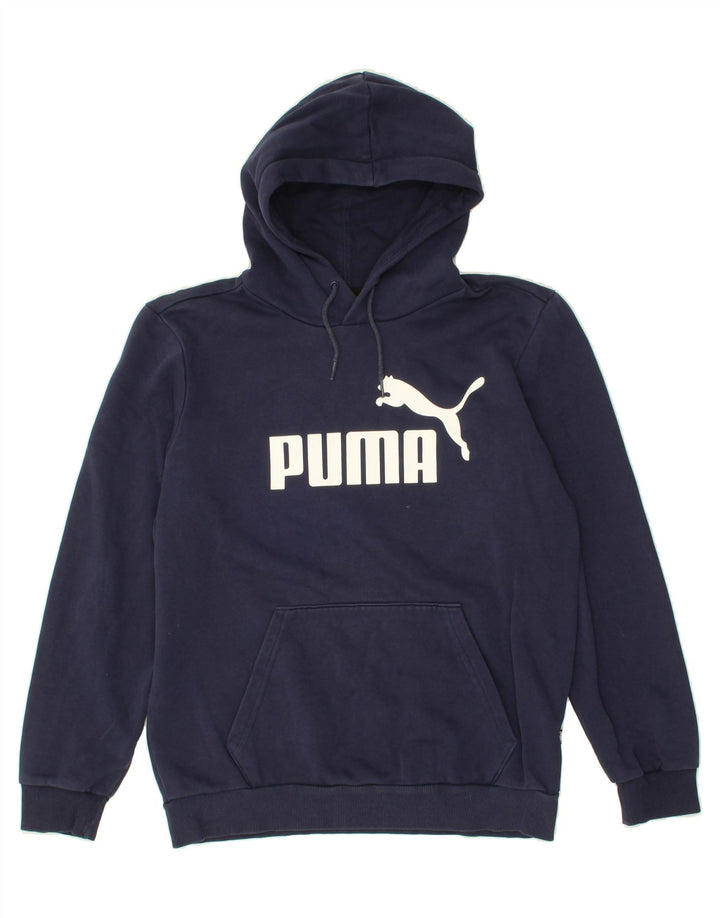 PUMA Mens Graphic Hoodie Jumper Small Navy Blue Vintage Puma and Second-Hand Puma from Messina Hembry 