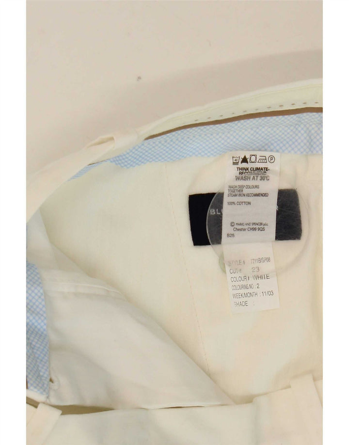 Marks & Spencer Womens Blue Harbour Chino Shorts W32 Large White Cotton