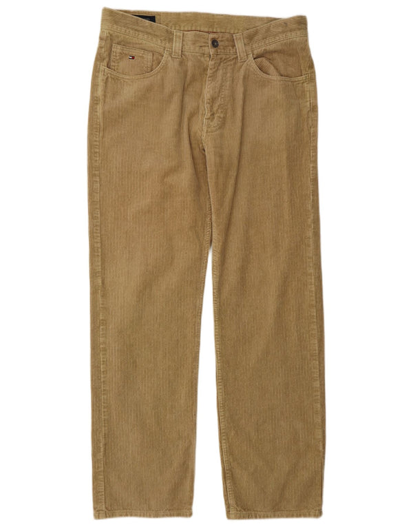 Tommy Hilfiger Mens Straight Corduroy Trousers W34 L32 Beige Cotton