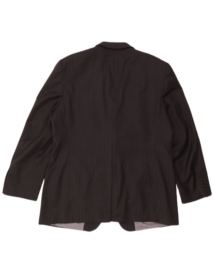 Ted Baker Mens 2 Button Blazer Jacket UK 46 3XL Black Pinstripe Wool