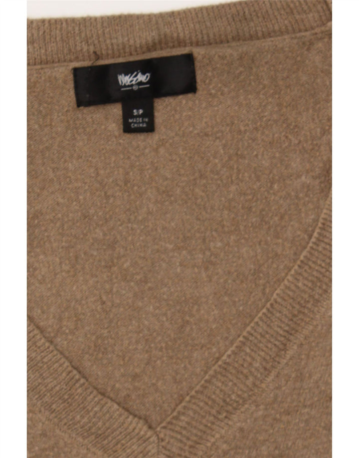 MOSSIMO Womens V-Neck Jumper Sweater UK 10 Small Beige Nylon Vintage Mossimo and Second-Hand Mossimo from Messina Hembry 