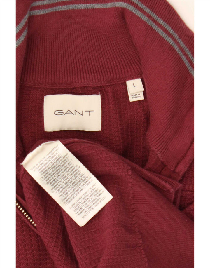 Gant Pull à col zippé pour homme Large Marron Coton