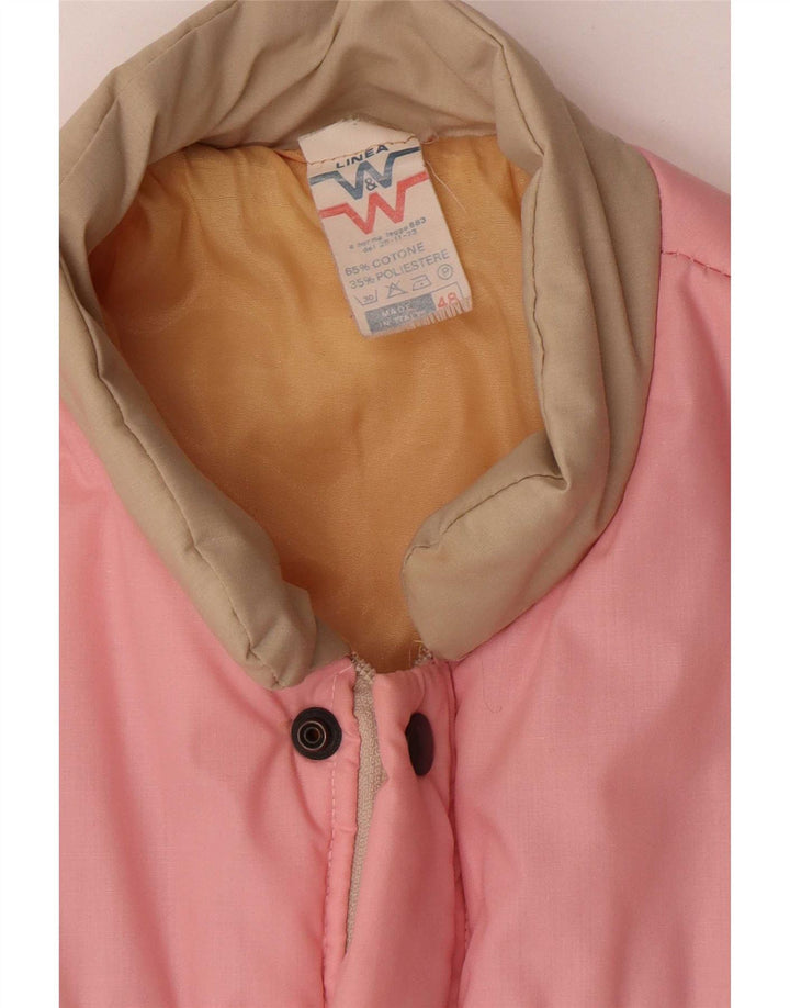 Vintage Mens Padded Jacket IT 48 Medium Pink Colourblock Cotton