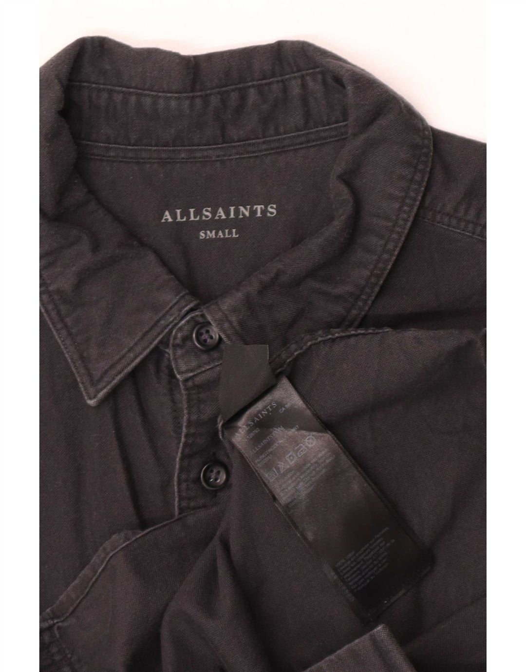 All Saints Mens Shirt Small Black Cotton