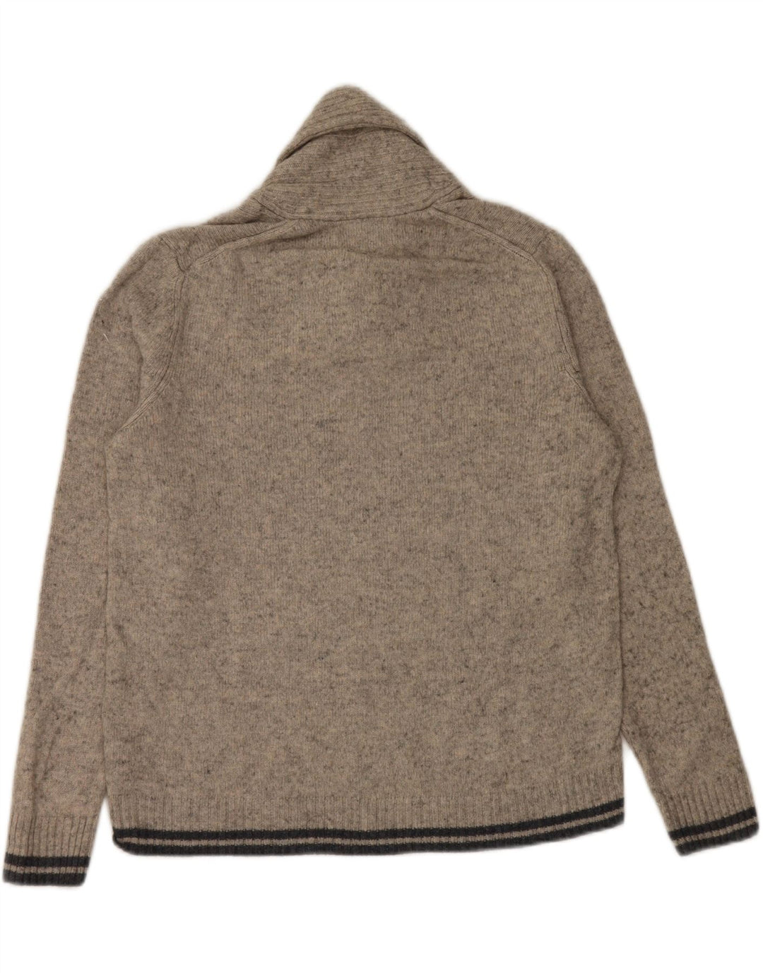Marks & Spencer Mens Shawl Neck Jumper Sweater Large Grey Flecked Wool