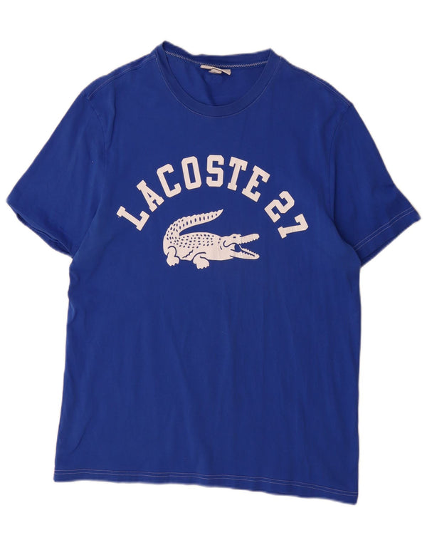 Lacoste Mens Regular Fit Graphic T-Shirt Top Size 5 Large Blue Cotton