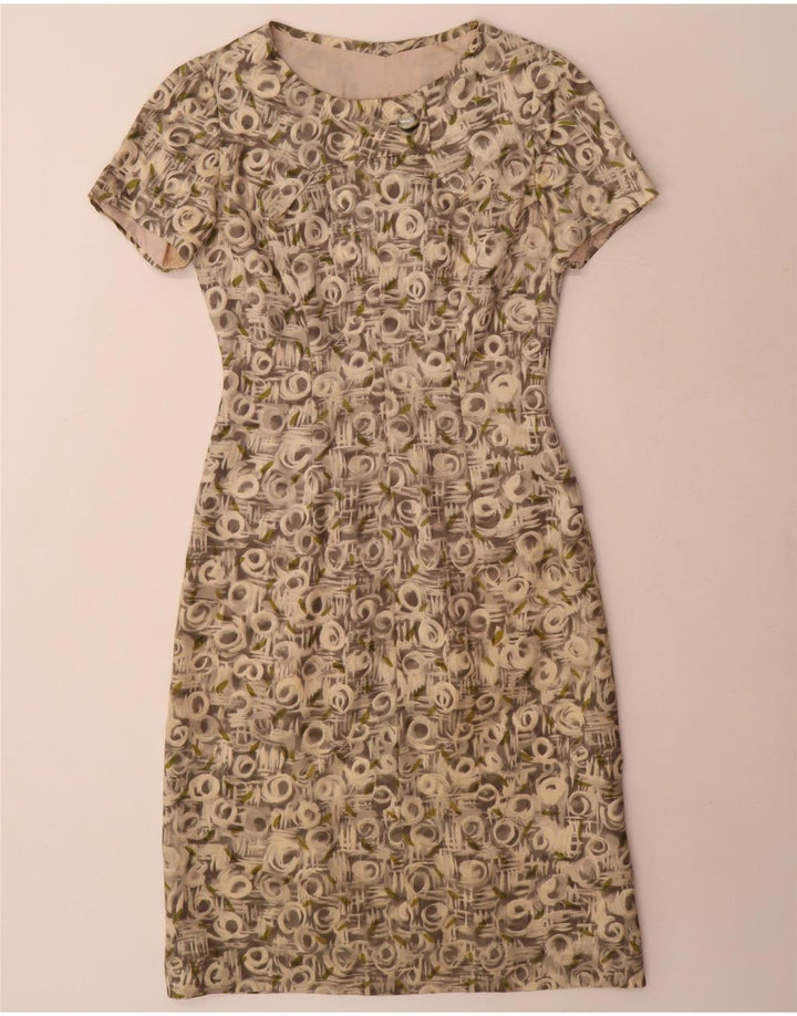 Vintage Womens Abstract Pattern 3/4 Sleeve 2 Piece Set UK 12 Medium Grey