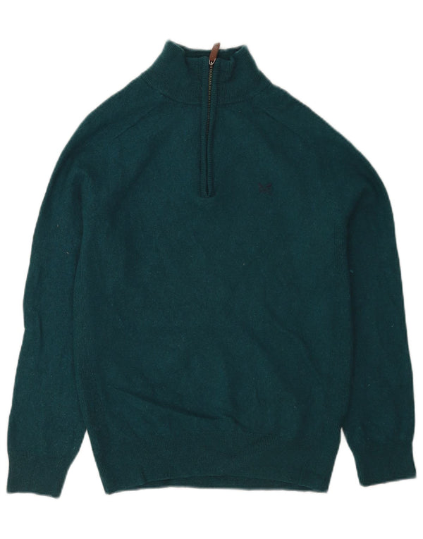 Crew Clothing Damen-Pullover mit Reißverschluss, UK 12, mittelgrüne Merinowolle