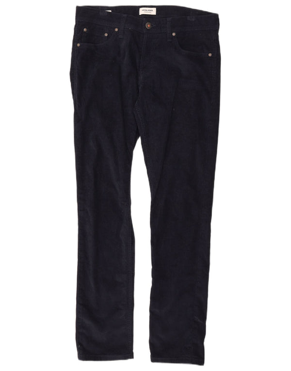 Jack & Jones Mens GLENN Slim Corduroy Trousers W32 L32 Navy Blue