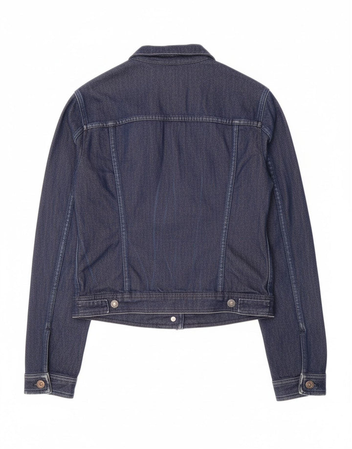 BENETTON Womens Denim Jacket UK 10 Small Navy Blue Cotton