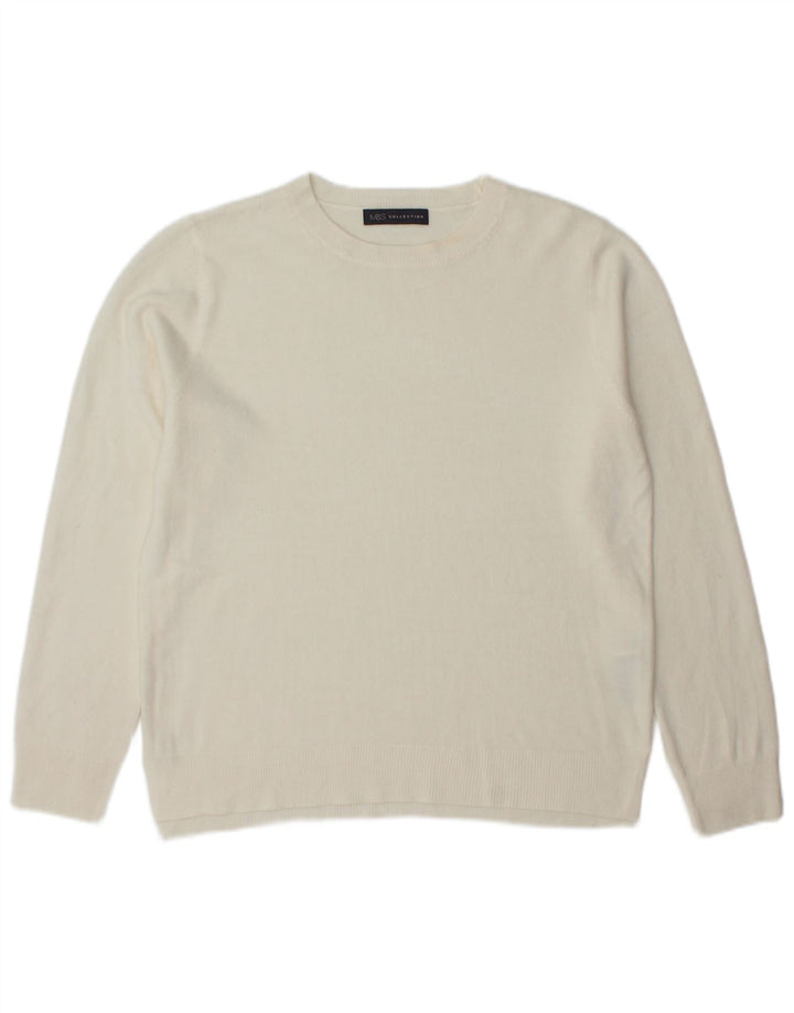 Marks & Spencer Womens Crew Neck Jumper Sweater UK 14 Medium Off White