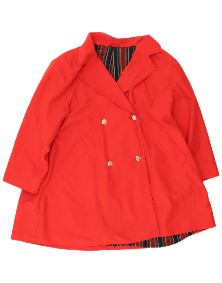 Vintage Womens Double Breasted Coat UK 16 Large Red Polyester
