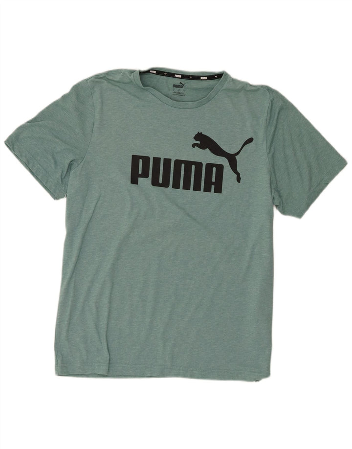 Puma Mens Graphic T-Shirt Top Large Green Flecked Polyester