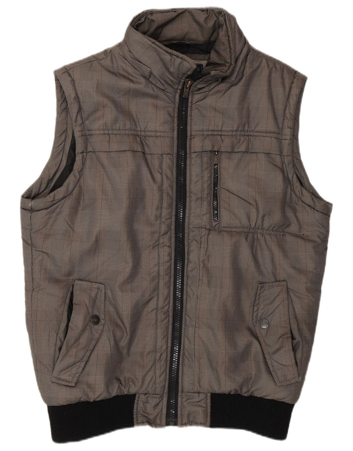 JACK & JONES Mens Gilet UK 40 Large Grey Check