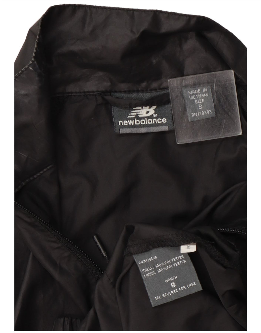 New Balance Womens Graphic Tracksuit Top Jacket UK 8 Small Black Polyester