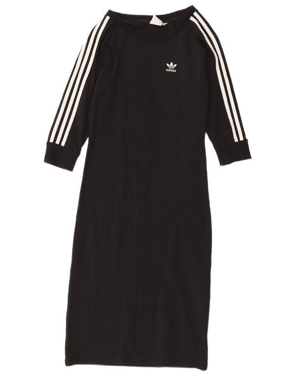 Adidas Dame 3/4-ærmet T-shirt Kjole UK 12 Medium Sort Bomuld