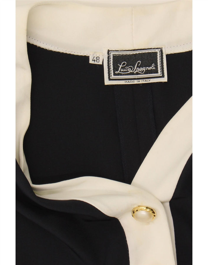 LUISA SPAGNOLI Womens 3/4 Sleeve Basic Dress IT 48 XL Navy Blue Vintage Luisa Spagnoli and Second-Hand Luisa Spagnoli from Messina Hembry 