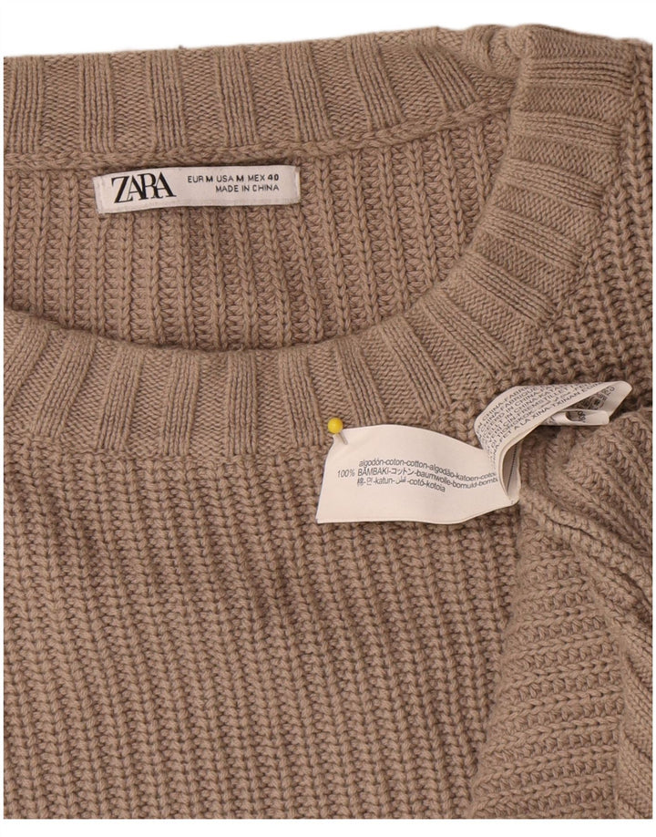Maglione Zara da uomo con scollo a barca in cotone beige medio