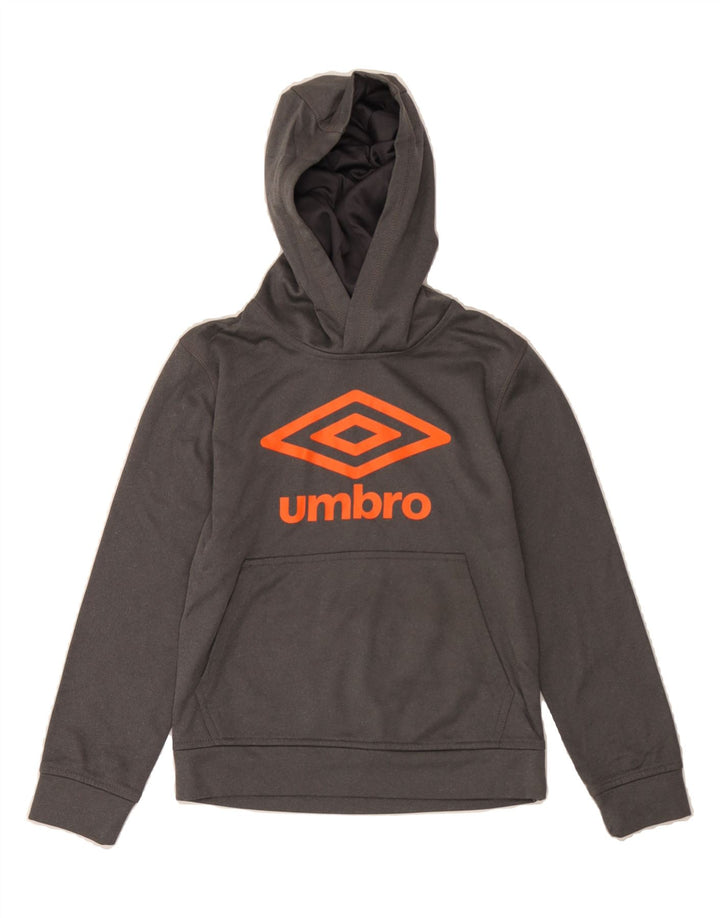 UMBRO Boys Graphic Hoodie Jumper 8-9 Years Medium Silver Polyester Vintage Umbro and Second-Hand Umbro from Messina Hembry 