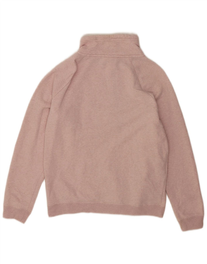 Nike Womens Oversized Zip Neck Sweatshirt Jumper UK 14 Medium Pink Flecked