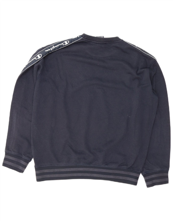 Champion Mens Graphic Sweatshirt Jumper Medium Navy Blue Cotton