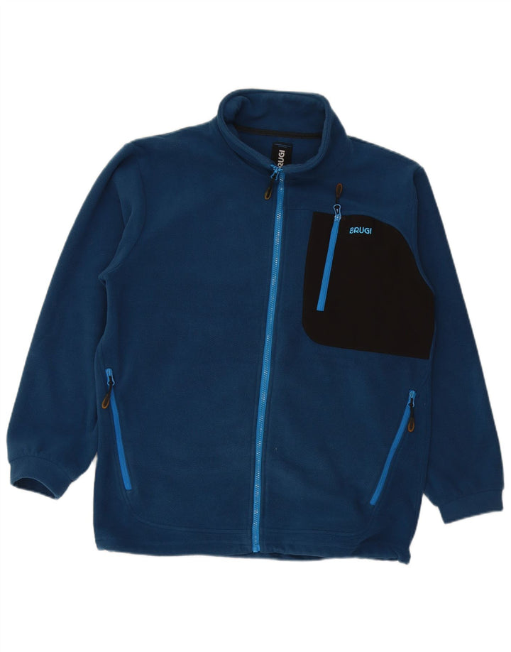 BRUGI Mens Fleece Jacket UK 36 Small Blue Colourblock