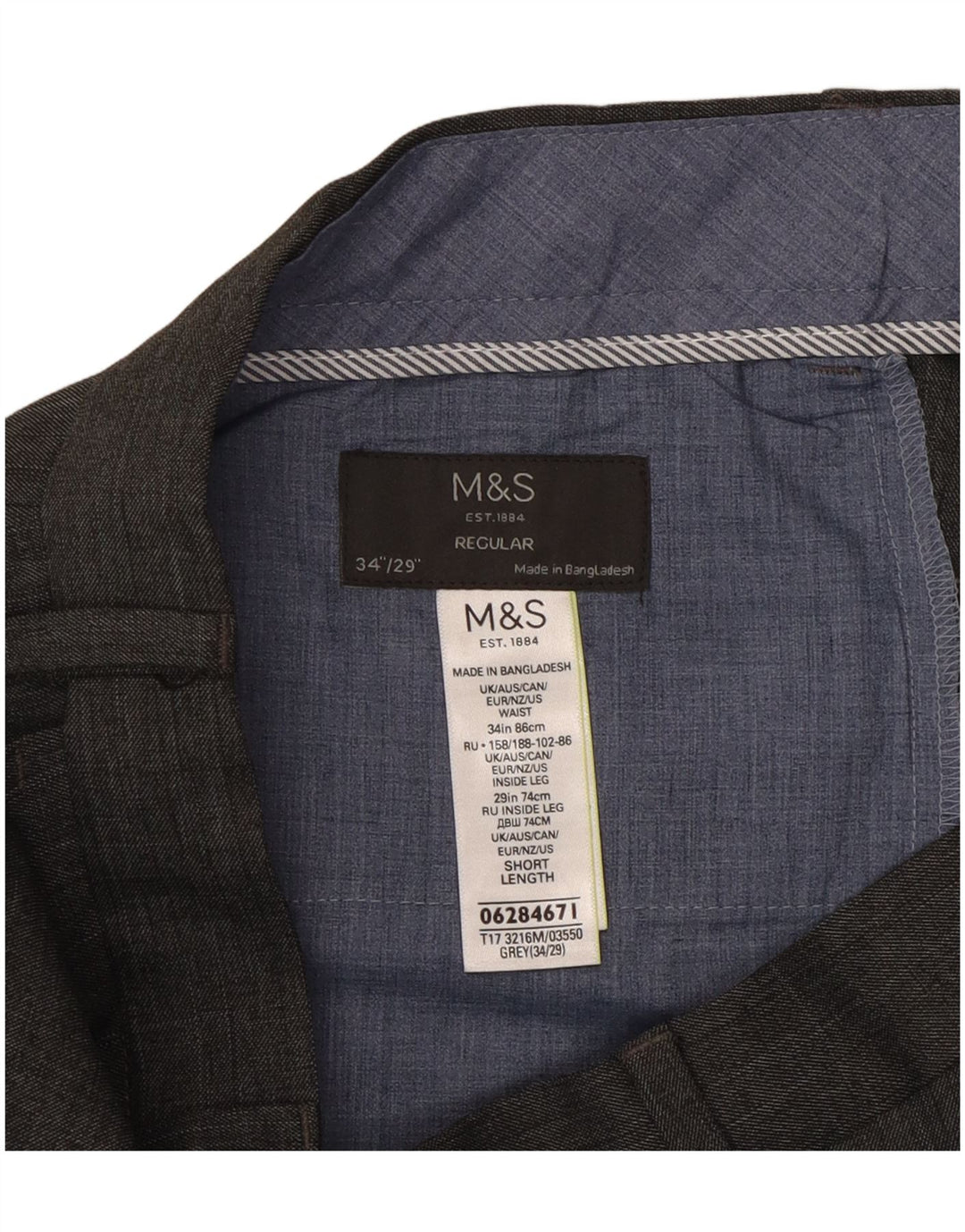 Marks & Spencer Mens Regular Suit Trousers W34 L29 Grey Polyester