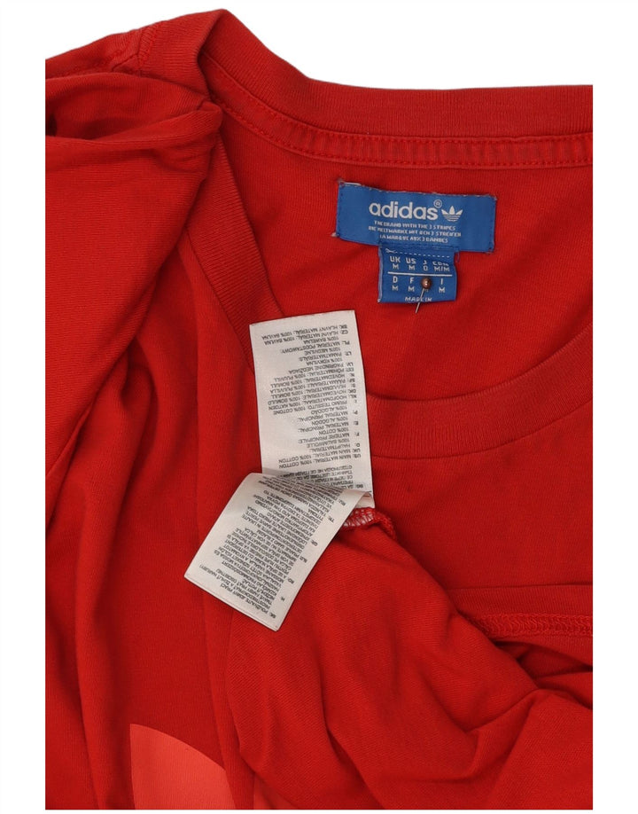 ADIDAS Mens Graphic T-Shirt Top Medium Red Cotton