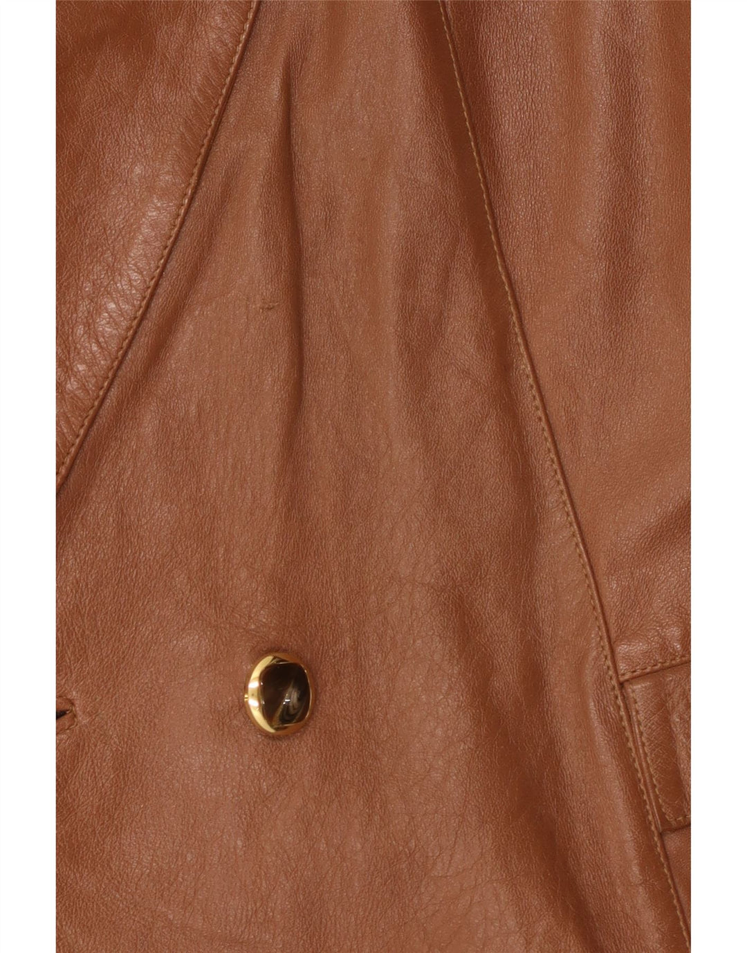 Anfor Womens Double Breasted Leather Blazer Jacket IT 44 Medium Brown