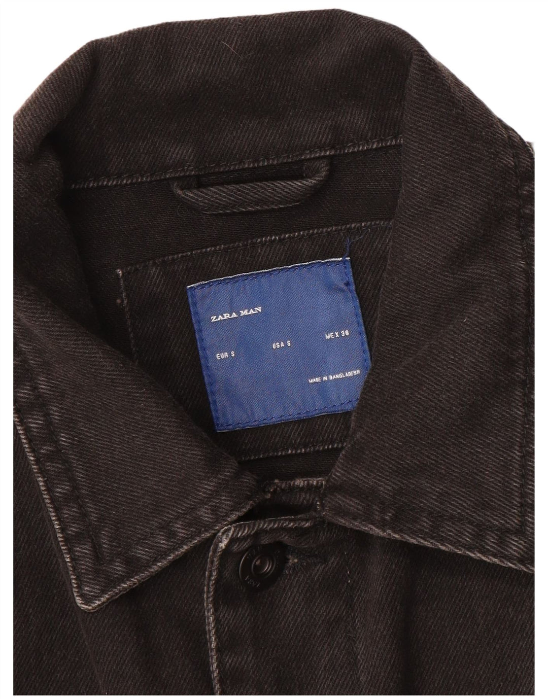 Zara Mens Denim Jacket UK 36 Small Black