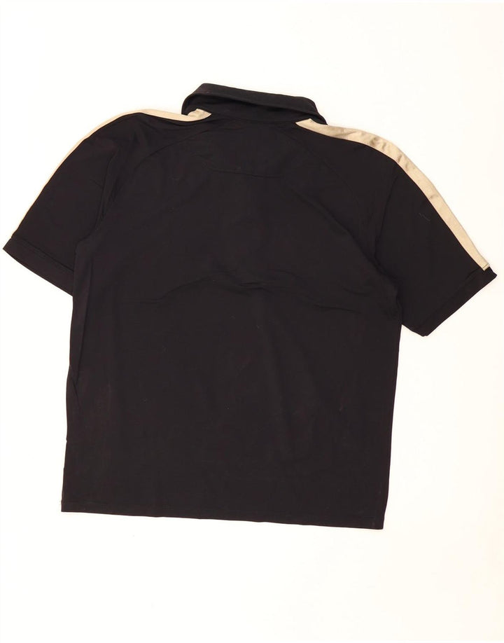 DIADORA Mens Graphic Polo Shirt Medium Black Colourblock Polyamide