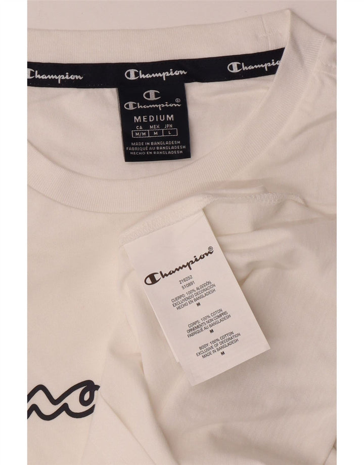 CHAMPION Mens Graphic T-Shirt Top Medium White Cotton