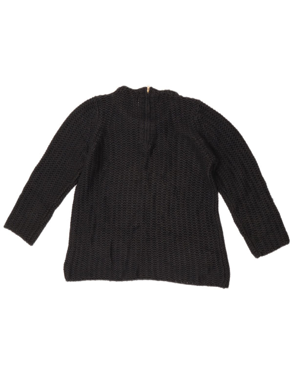 Zara Damen-Pullover mit 3/4-Ärmeln und U-Boot-Ausschnitt, Gr. 10, Schwarz