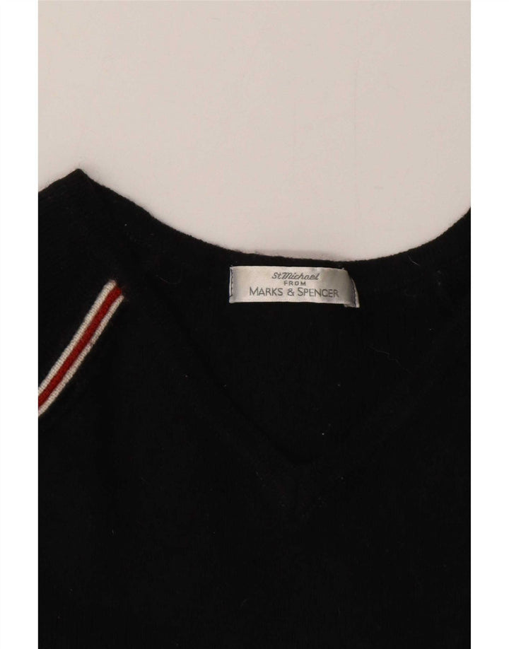 Marks & Spencer Womens V-Neck Jumper Sweater UK 8 Small Black