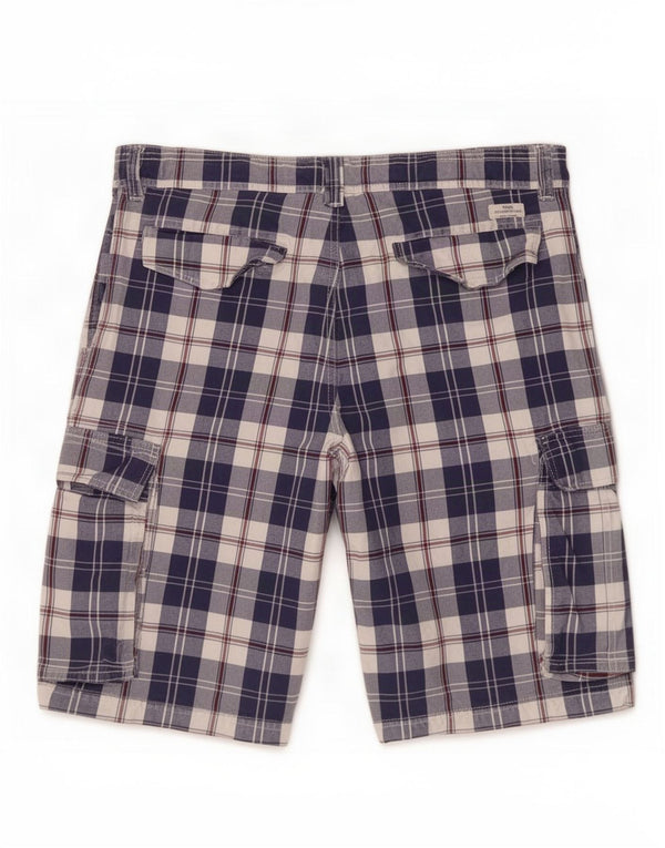 Crew Clothing Pantaloni scurți cargo pentru bărbați 2XL W42, bumbac cu carouri bleumarin